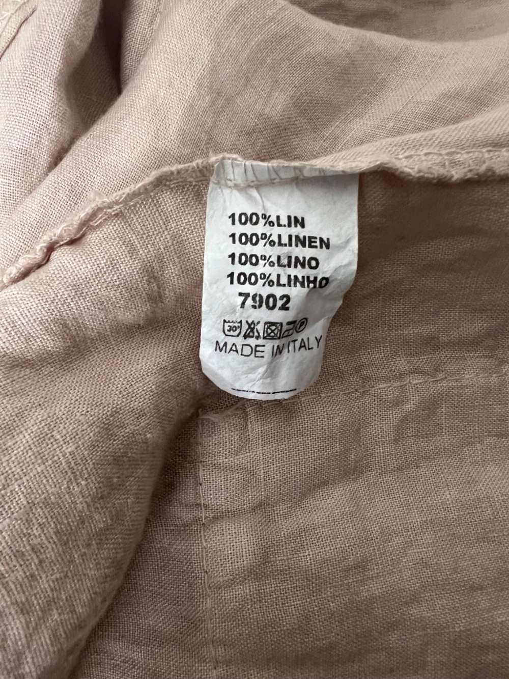 NWT Made in Italy Dusty Rose/Beige Linen Top Boho Lagenlook Sequin Pocket Tunic - Picture 5 of 7